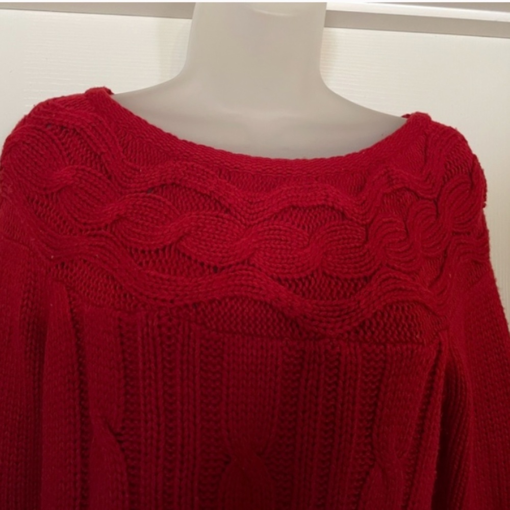 VINTAGE SPICE OF LIFE RED CABLE KNIT SWEATER,Size 8